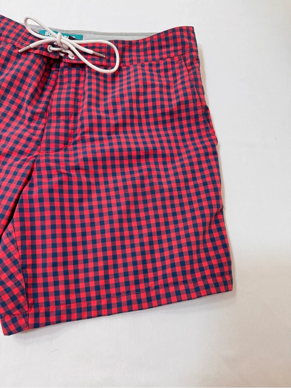 BONOBOS Swim Red Blue Gingham Lined 32 x 6.5